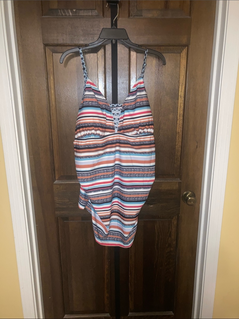 Multi Colored Striped Swim Tankini Top— Blue, Red & White